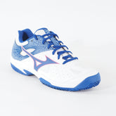 Mens Mizuno Break Shot 2 CC T951B White Blue  Lace Up Tennis Trainers